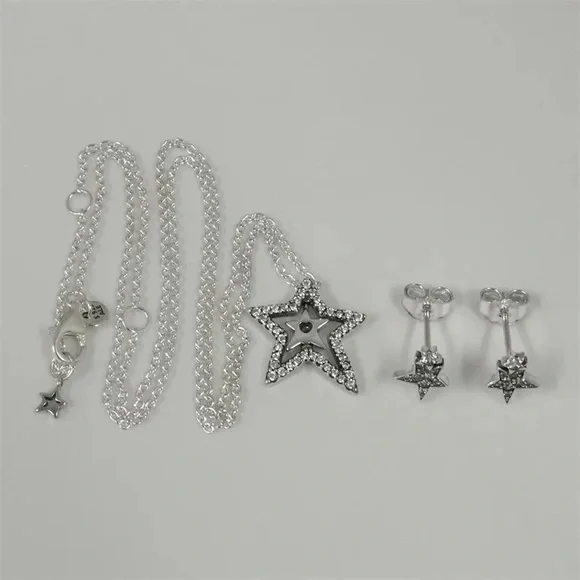 Pandora Jewelry Pandora Silver Star Necklace And Earring Set
